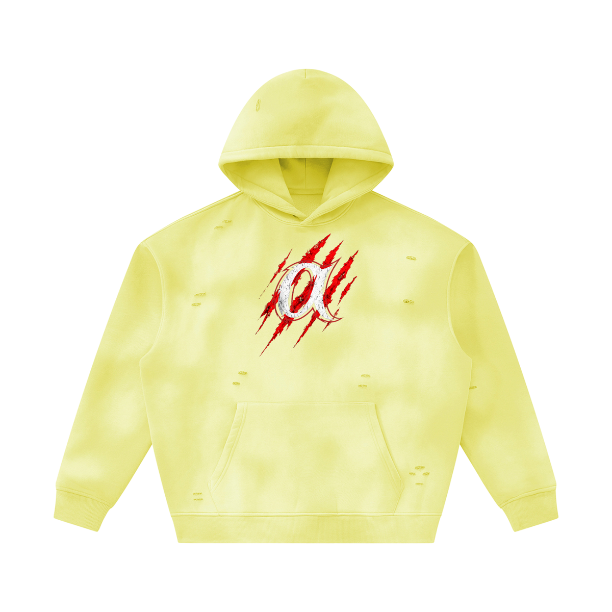 Unisex Sunfade Frayed Fleece Hoodie