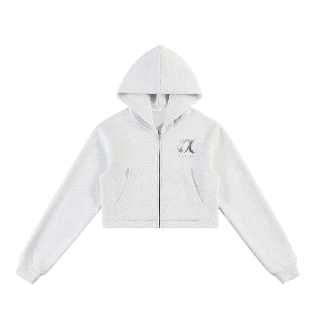 Essential Cropped Zip-Up Hoodie