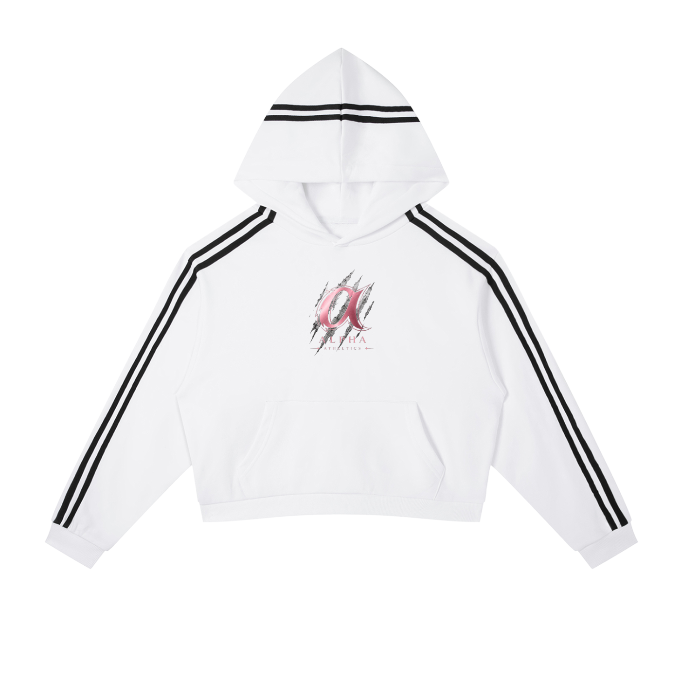 Contrast Side Stripe Alpha Cropped Hoodie