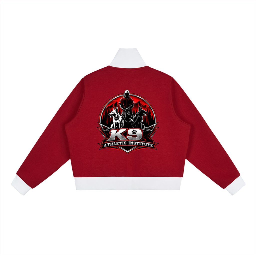 Contrast Side Stripe Fleece Cropped Track Jacket