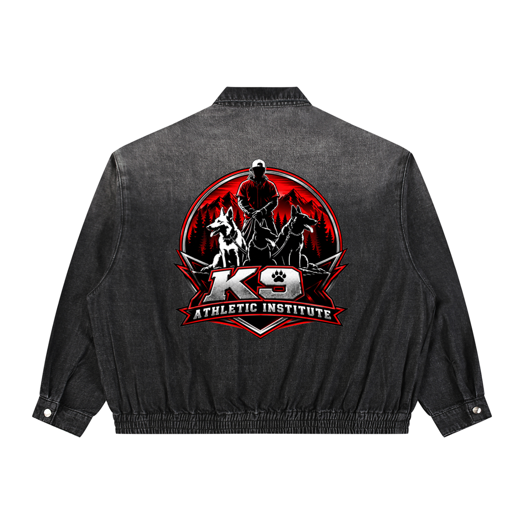 Unisex Vintage Wash Full-Zip Denim Jacket