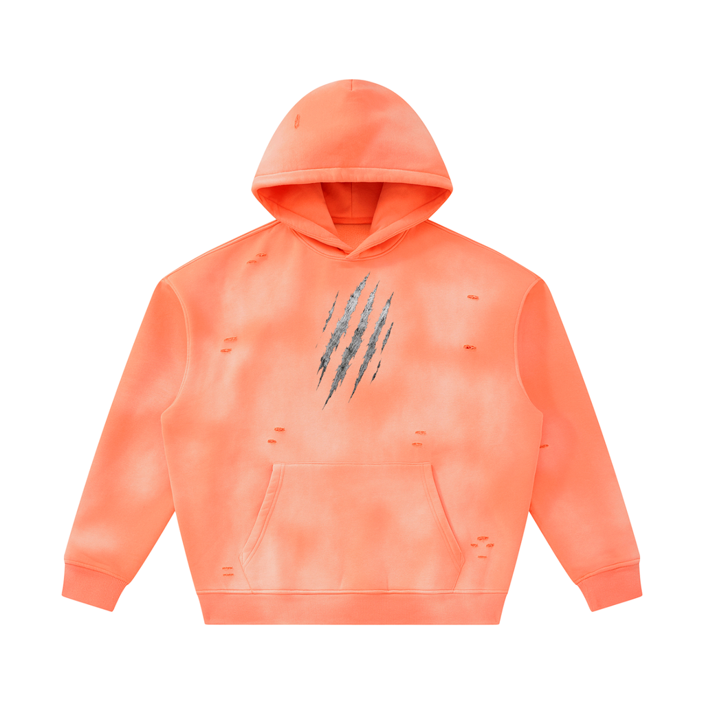 Unisex Sunfade Frayed Fleece Hoodie