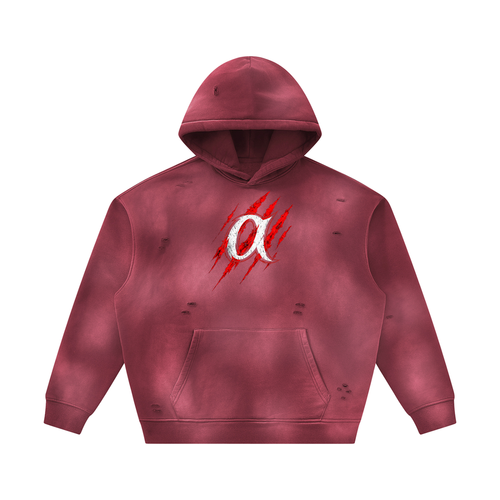 Unisex Sunfade Frayed Fleece Hoodie