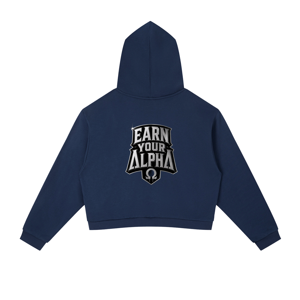 Contrast Side Stripe Alpha Cropped Hoodie
