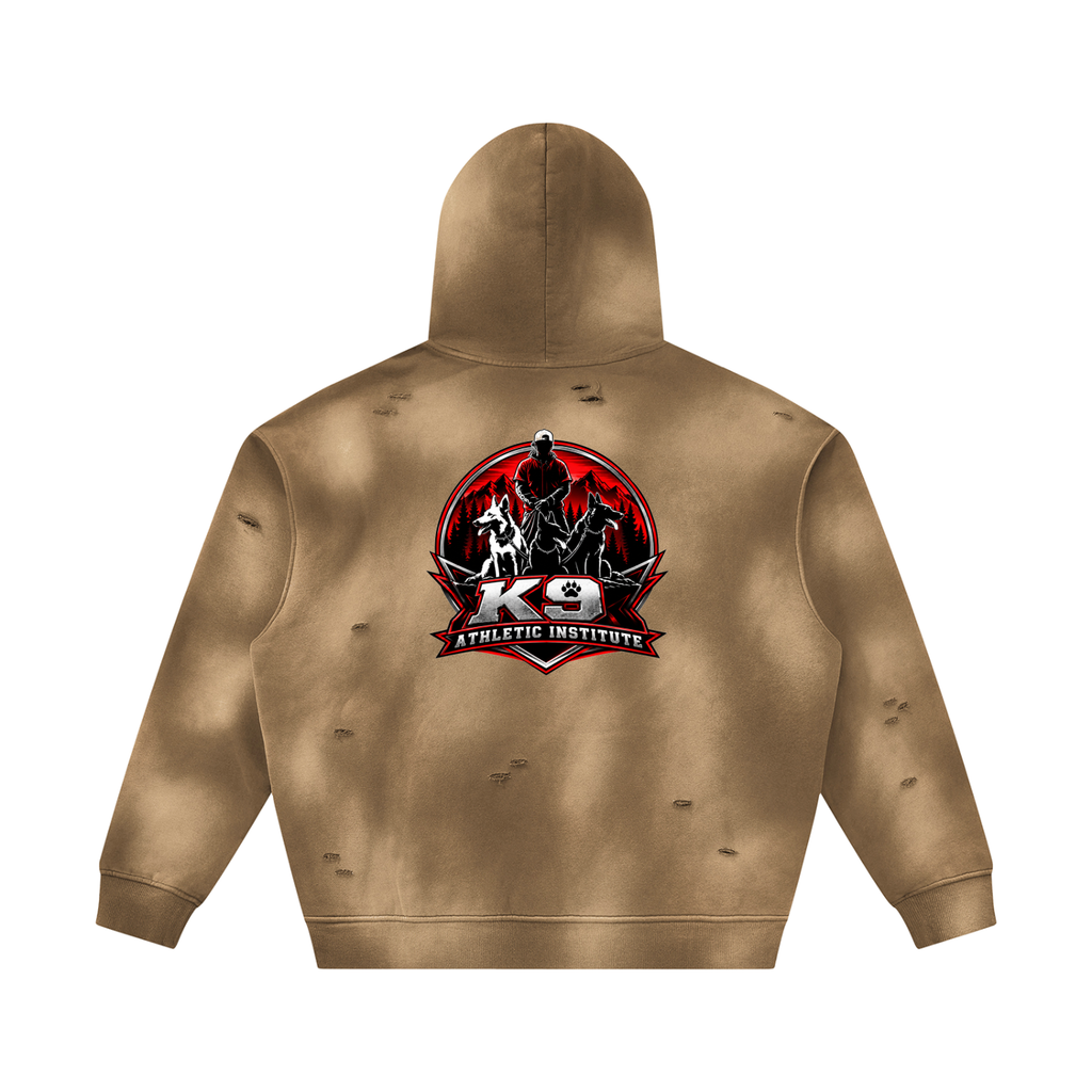 Unisex Sunfade Frayed Fleece Hoodie