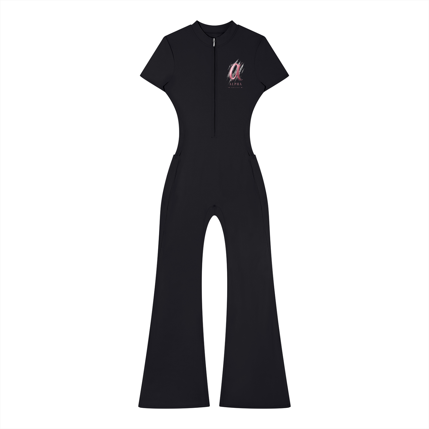 Women’s Tight Flared Leg Quarter-Zip Jumpsuit