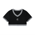 Women's Color Block V-Neck Crop T-Shirt