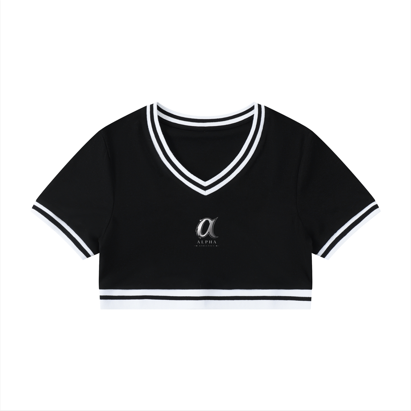 Women's Color Block V-Neck Crop T-Shirt