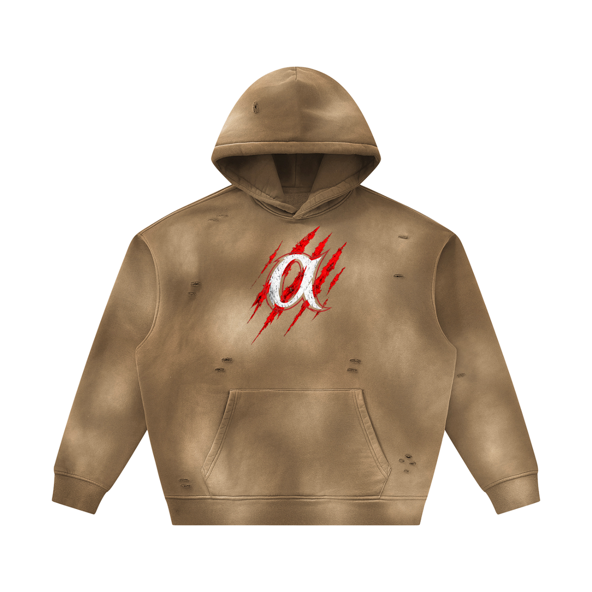 Unisex Sunfade Frayed Fleece Hoodie