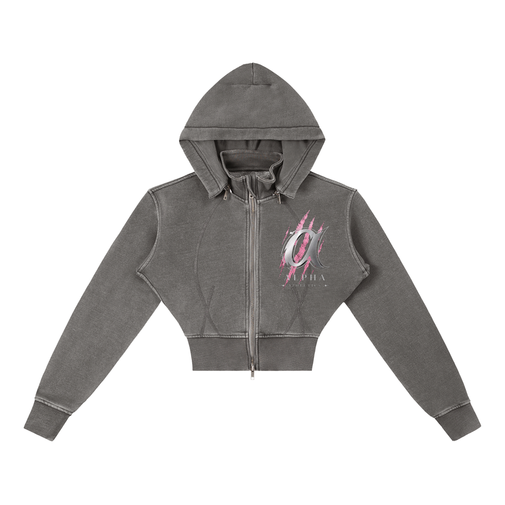 Vintage Washed Cropped Alpha Fleece Hoodie