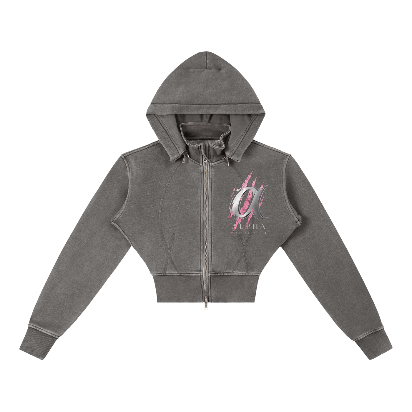 Vintage Washed Cropped Alpha Fleece Hoodie