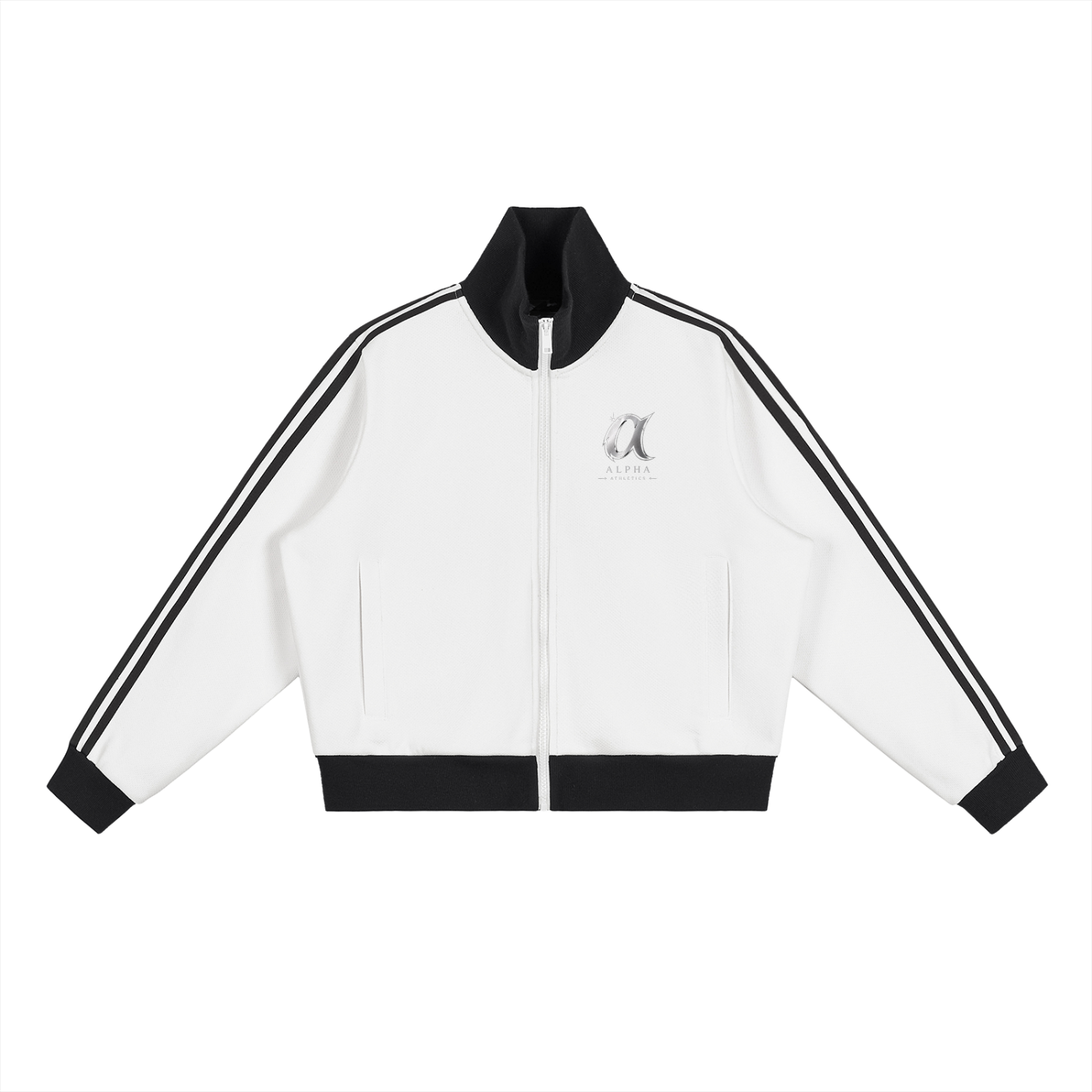Contrast Side Stripe Fleece Cropped Alpha Track Jacket