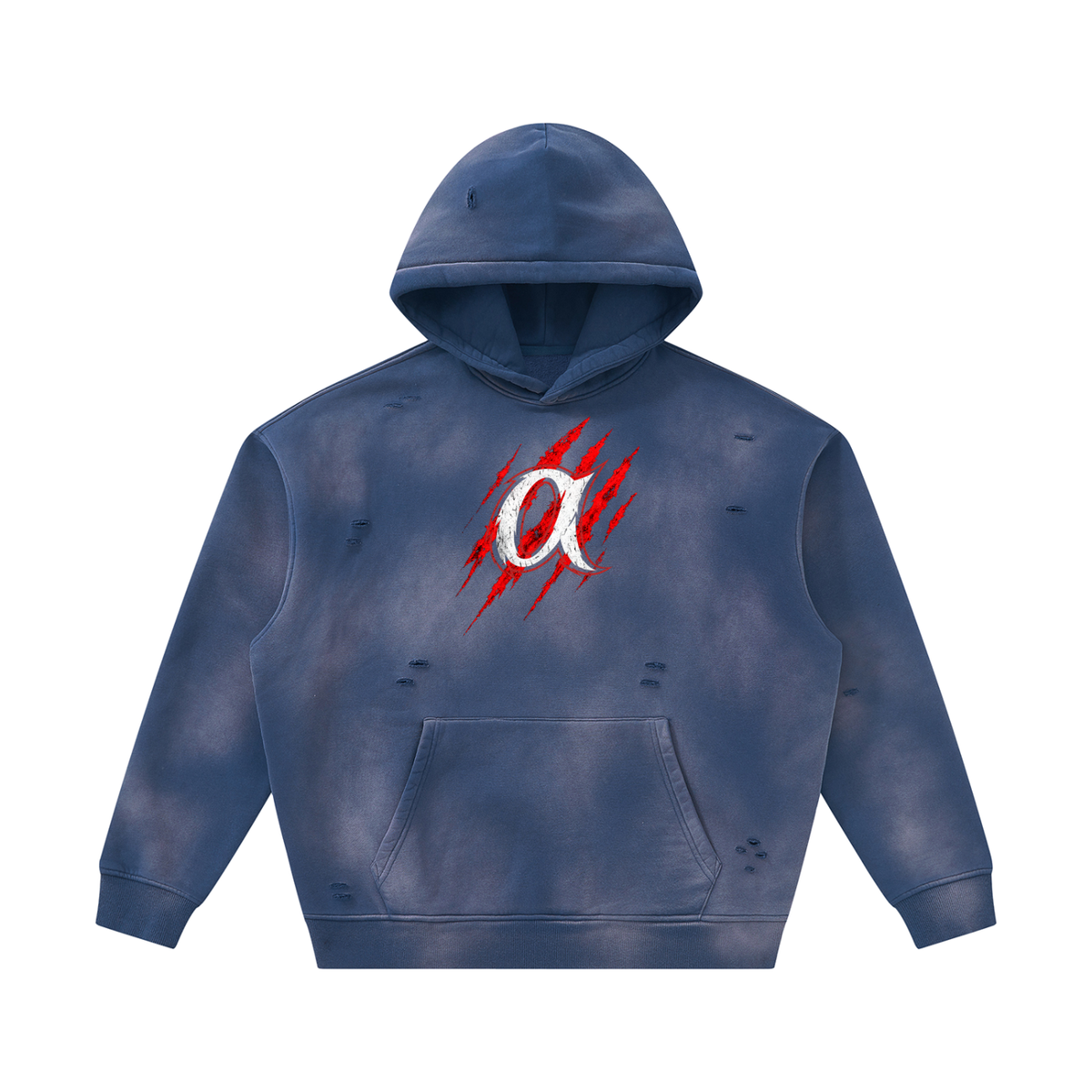 Unisex Sunfade Frayed Fleece Hoodie