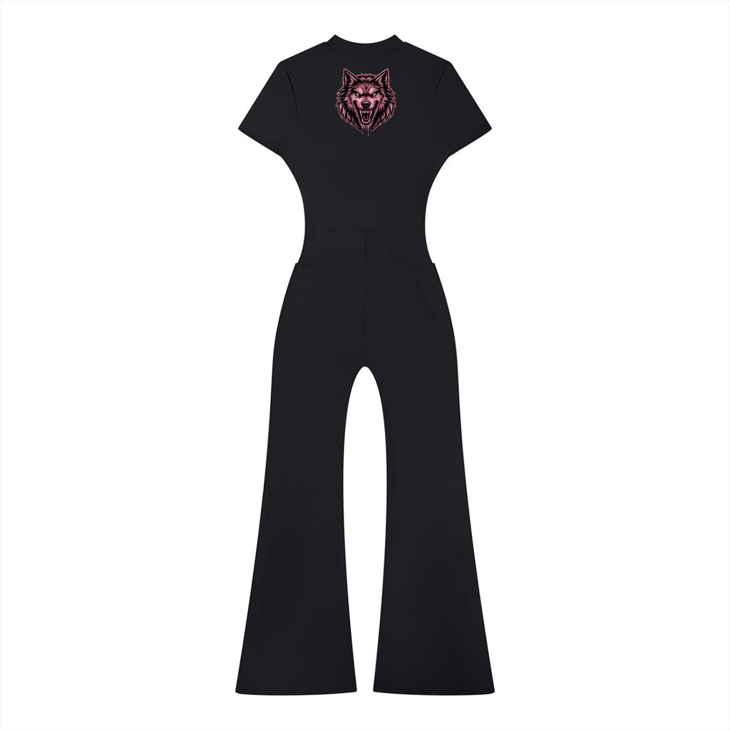 Women’s Tight Flared Leg Quarter-Zip Jumpsuit