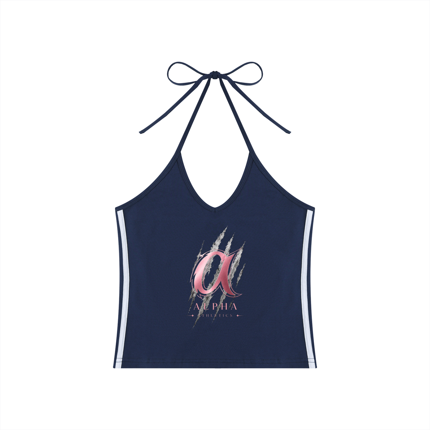Women's Color Block Halter Crop Alpha Tank Top