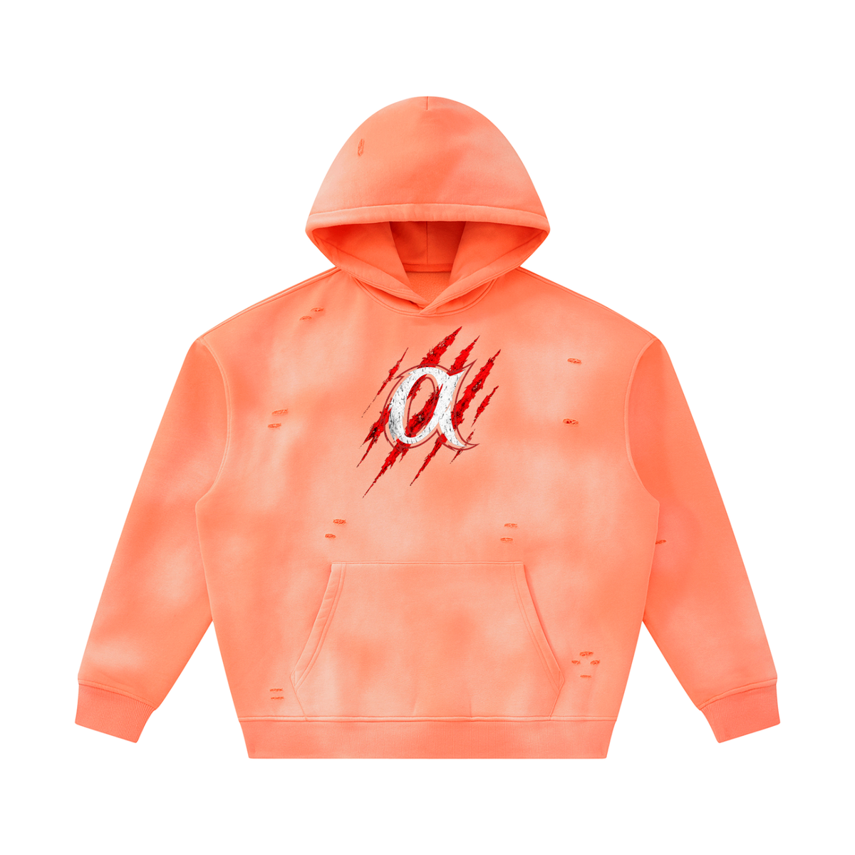 Unisex Sunfade Frayed Fleece Hoodie
