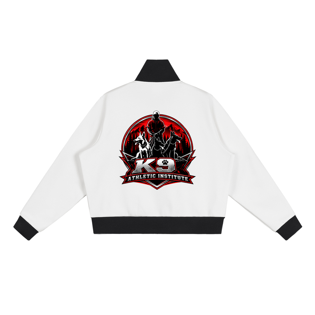 Contrast Side Stripe Fleece Cropped Track Jacket