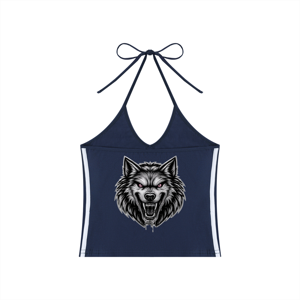 Women's Color Block Halter Crop Alpha Tank Top