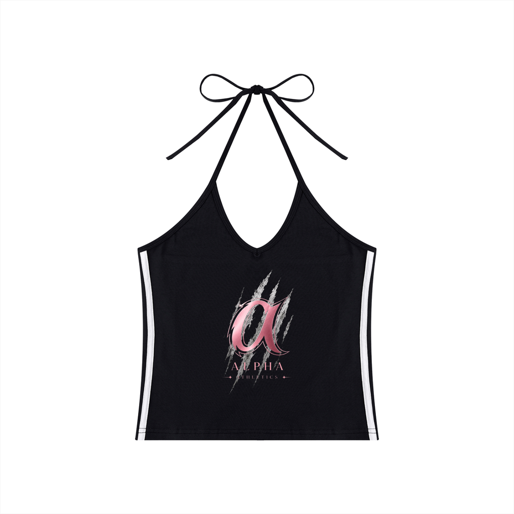 Women's Color Block Halter Crop Alpha Tank Top