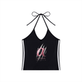 Women's Color Block Halter Crop Alpha Tank Top