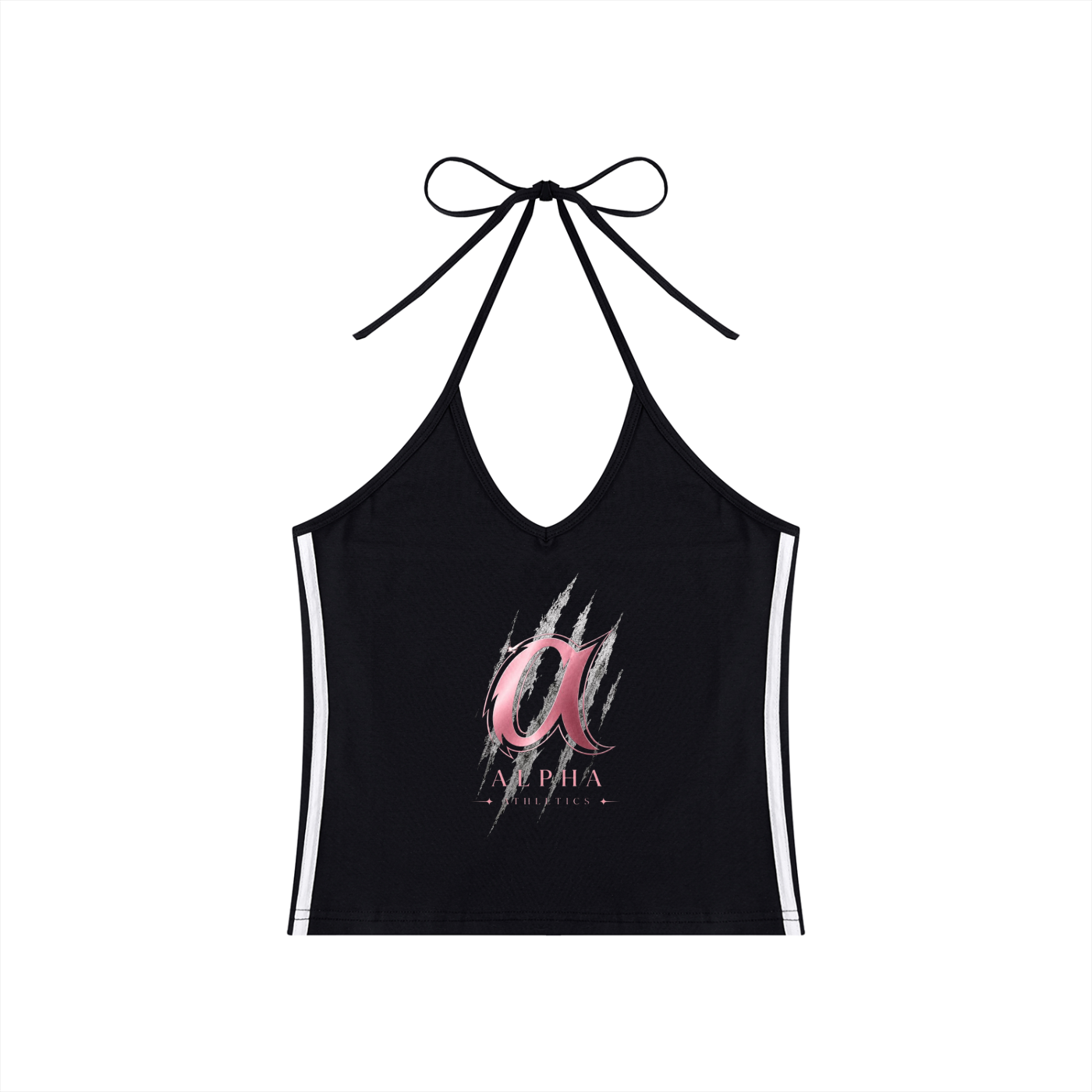 Women's Color Block Halter Crop Alpha Tank Top