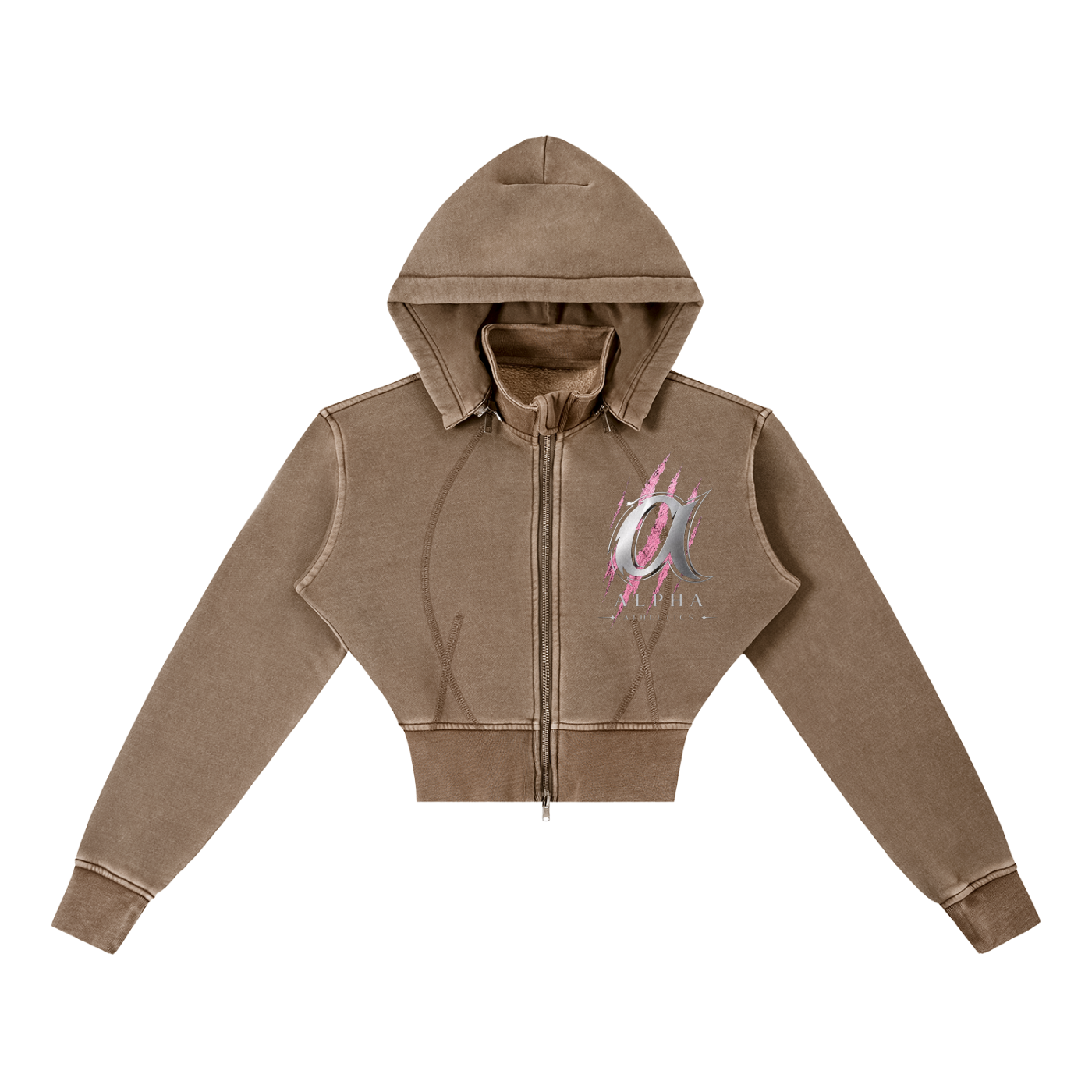 Vintage Washed Cropped Alpha Fleece Hoodie